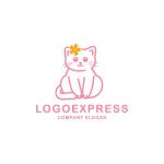 画像1: かわいい猫と花のロゴ (1)