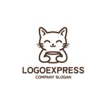 画像1: コーヒーを持つ猫のロゴ (1)