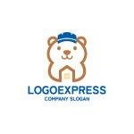 画像1: かわいい建設クマのロゴ (1)