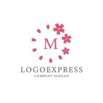 画像1: 桜の花に囲まれたMのロゴ (1)
