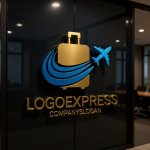画像15: 旅行鞄と飛行機の旅行ロゴ (15)