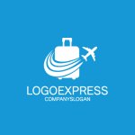 画像4: 旅行鞄と飛行機の旅行ロゴ (4)