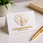 画像16: ハートの中で寄り添う犬と猫のロゴ (16)