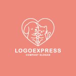 画像4: ハートの中で寄り添う犬と猫のロゴ (4)