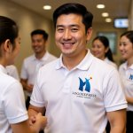 画像14: M字と人が躍動する成長ロゴ (14)