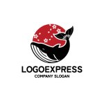 画像3: 雄大なクジラと舞い散る桜のロゴ (3)