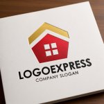 画像14: 五角形の家と輝く屋根のロゴ (14)