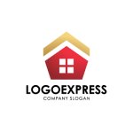 画像1: 五角形の家と輝く屋根のロゴ (1)