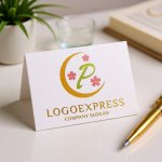 画像16: 月と桜に囲まれた優雅なPのロゴ (16)