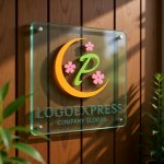 画像11: 月と桜に囲まれた優雅なPのロゴ (11)