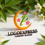 画像12: 月と桜に囲まれた優雅なPのロゴ (12)