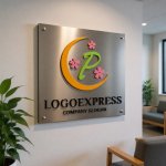 画像13: 月と桜に囲まれた優雅なPのロゴ (13)