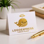 画像16: 笑顔で潮吹きするかわいいクジラのロゴ (16)