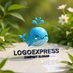 画像12: 笑顔で潮吹きするかわいいクジラのロゴ (12)