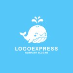 画像4: 笑顔で潮吹きするかわいいクジラのロゴ (4)