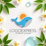 画像9: かわいいクジラと太陽のロゴ (9)