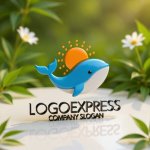 画像12: かわいいクジラと太陽のロゴ (12)