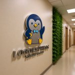 画像15: お魚を持ったお辞儀ペンギンの可愛いロゴ (15)