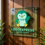 画像11: お魚を持ったお辞儀ペンギンの可愛いロゴ (11)