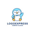 画像3: お魚を持ったお辞儀ペンギンの可愛いロゴ (3)