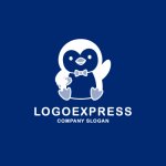 画像4: お魚を持ったお辞儀ペンギンの可愛いロゴ (4)