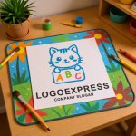 画像8: ABCの看板を持つかわいい猫のロゴ (8)