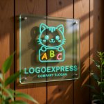 画像11: ABCの看板を持つかわいい猫のロゴ (11)