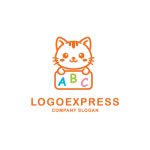 画像3: ABCの看板を持つかわいい猫のロゴ (3)