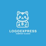 画像4: ABCの看板を持つかわいい猫のロゴ (4)