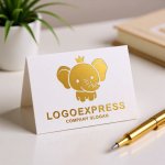 画像16: 王冠をかぶった可愛いゾウのロゴ (16)