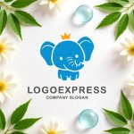 画像9: 王冠をかぶった可愛いゾウのロゴ (9)