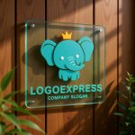 画像11: 王冠をかぶった可愛いゾウのロゴ (11)