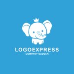 画像4: 王冠をかぶった可愛いゾウのロゴ (4)