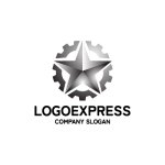 画像1: 星と歯車が融合した高精度技術ロゴ (1)