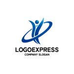 画像1: 成功を祝うダイナミックな人々のロゴ (1)