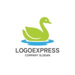 画像1: 水面に浮かぶ優雅な白鳥のロゴ (1)