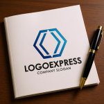 画像6: 六角形とシャープな連携構造のロゴ (6)