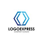 画像1: 六角形とシャープな連携構造のロゴ (1)