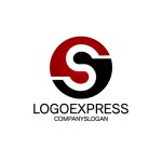 画像1: 赤と黒のS字円形モダンロゴ (1)