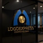 画像15: M字と核が融合したモダンロゴ (15)