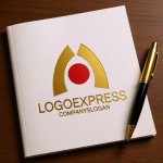 画像6: M字と核が融合したモダンロゴ (6)