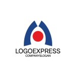 画像1: M字と核が融合したモダンロゴ (1)