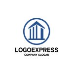 画像1: 円と建物、堅実な基盤のロゴ (1)