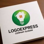 画像14: 電球の家とエコなアイデアのロゴ (14)