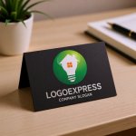 画像6: 電球の家とエコなアイデアのロゴ (6)