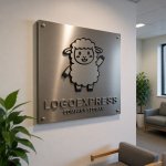 画像14: 可愛い笑顔と手を振る羊のロゴ (14)