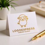 画像16: 可愛い笑顔と手を振る羊のロゴ (16)