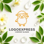 画像9: 可愛い笑顔と手を振る羊のロゴ (9)