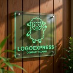 画像11: 可愛い笑顔と手を振る羊のロゴ (11)