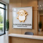 画像13: 可愛い笑顔と手を振る羊のロゴ (13)